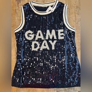 Blue sequin Game day top size XL NWT